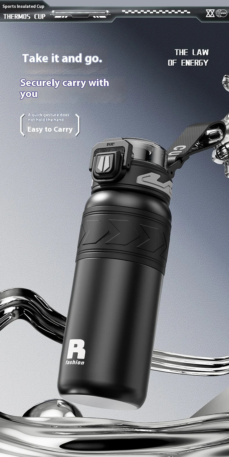 Large-Capacity Sports Straw Water Bottle | Portable Stainless Steel Cup