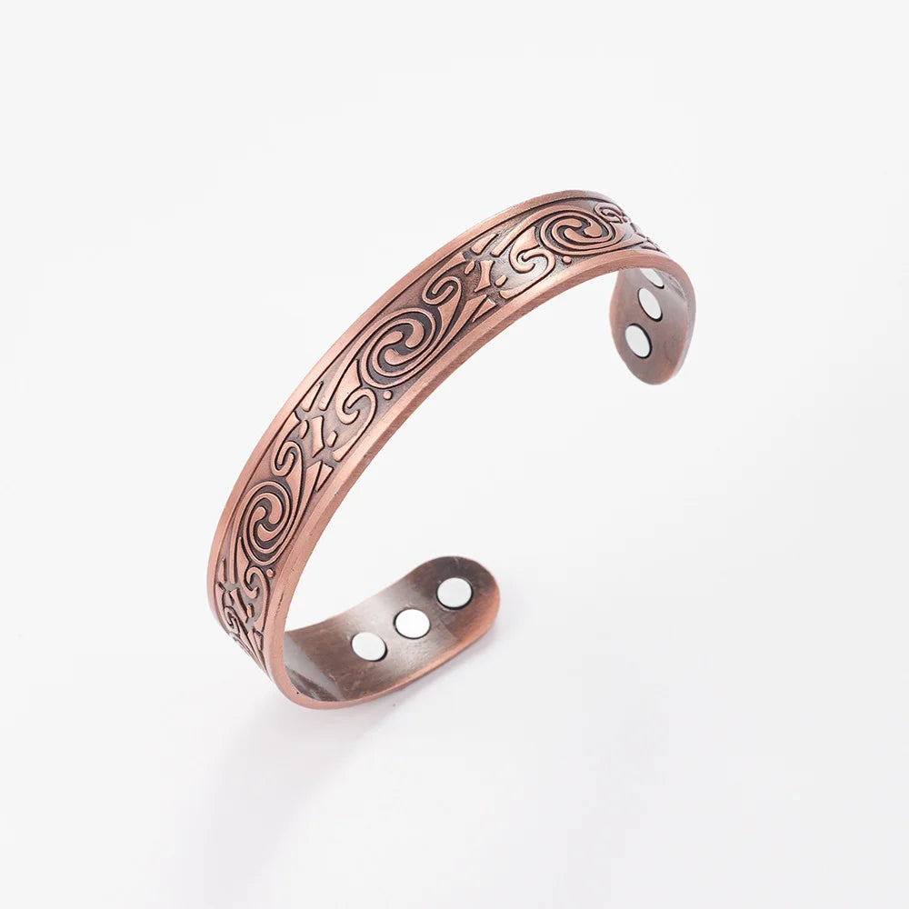 Vintage Magnetic Energy Wristband Bracelet | Antique Copper Charm