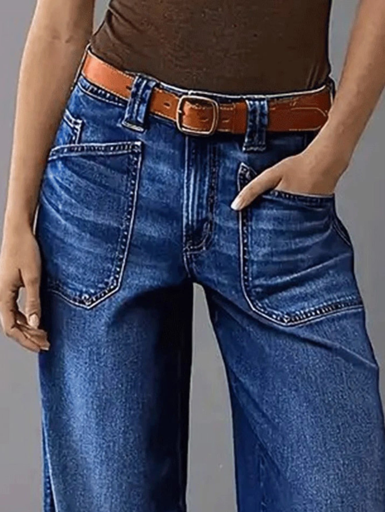 Stylish Women's Loose Straight Jeans | Versatile Stretch Denim Trousers