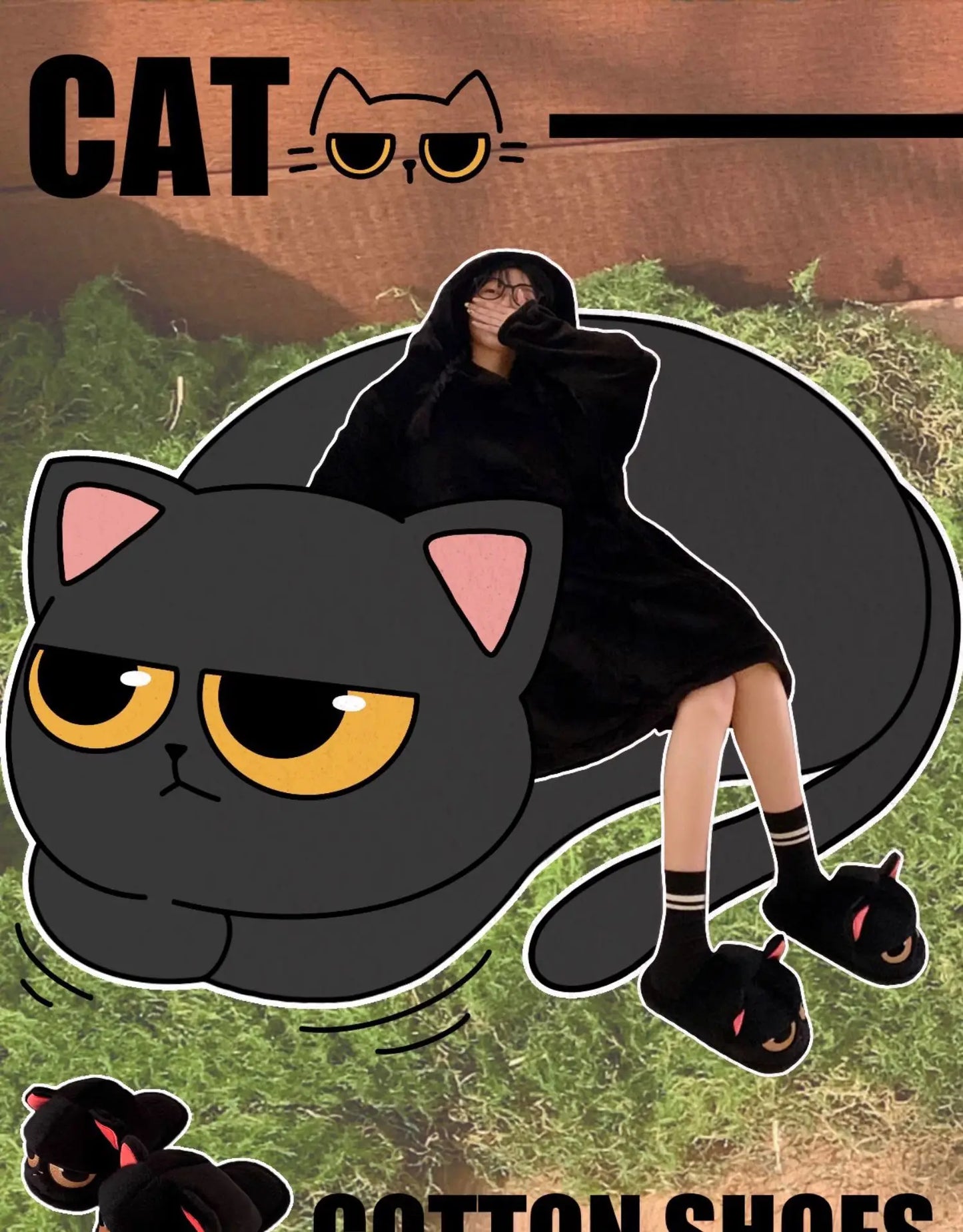 Unisex Cute Cartoon Cat Plush Slippers | Cozy Winter House Shoes