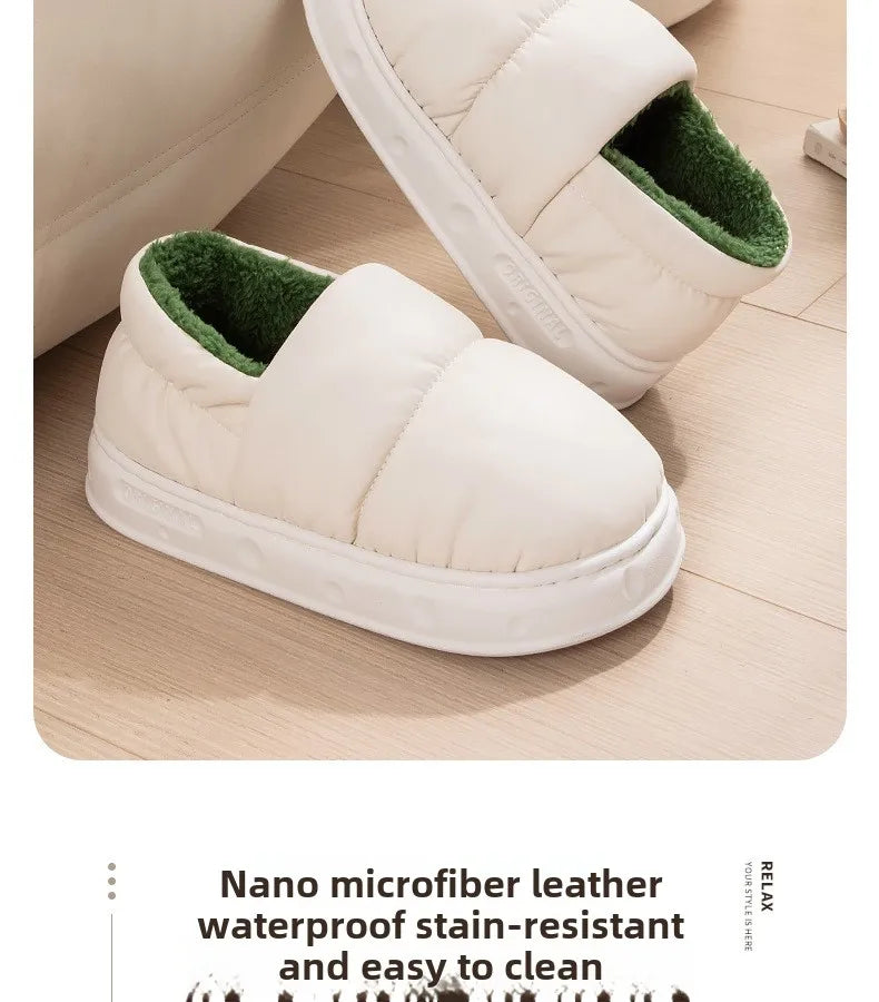 Men's Winter Wool Plush Slippers | Thick Non-Slip House Shoes