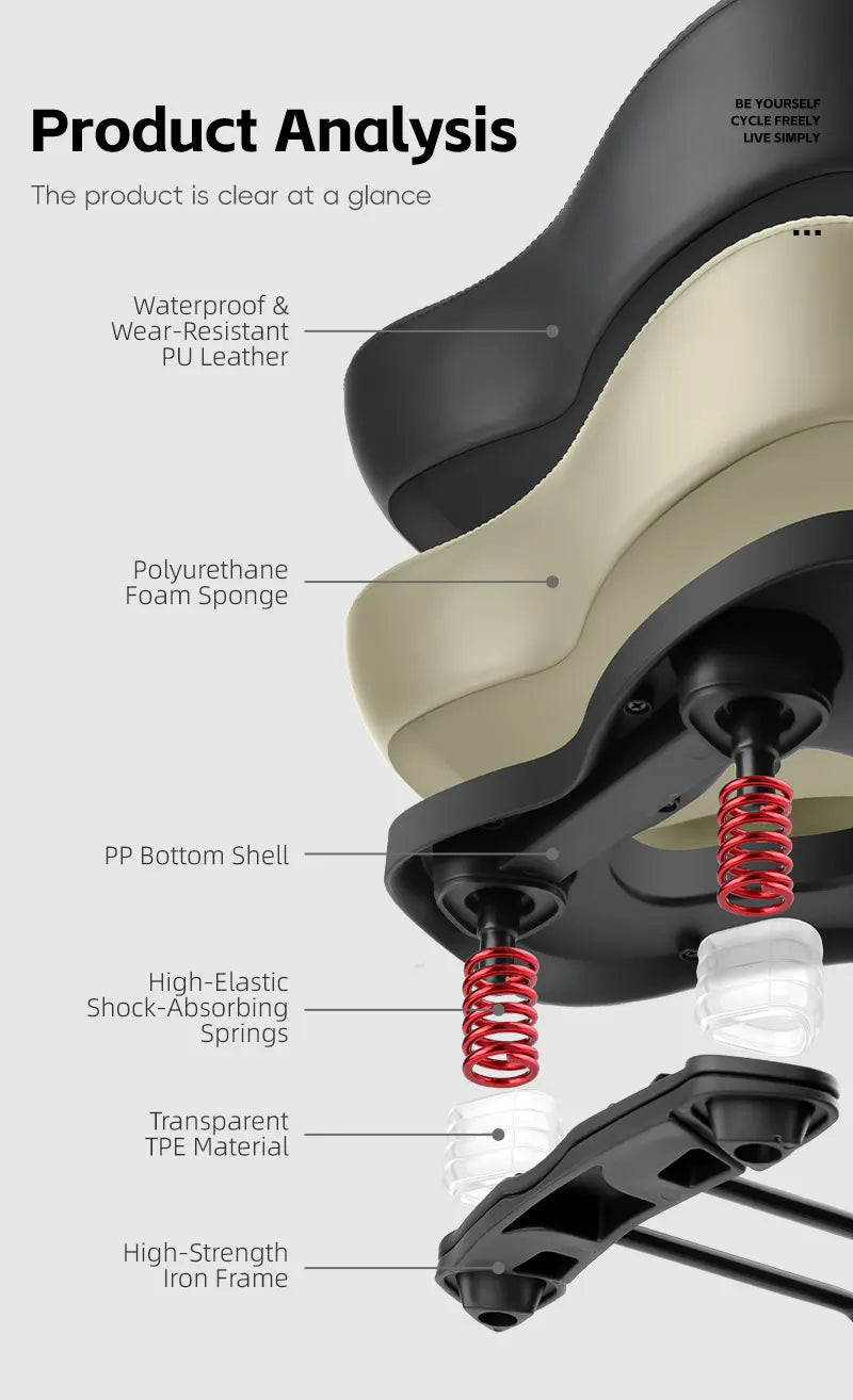 High-Elastic Shock-Absorbing Bicycle Saddle | Comfortable Bike Seat