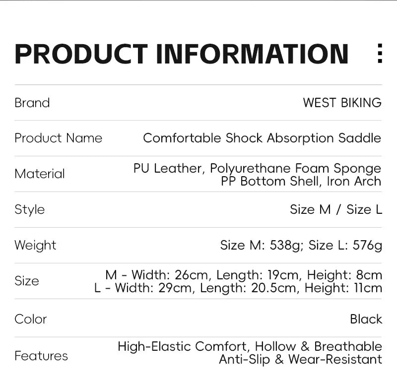 High-Elastic Shock-Absorbing Bicycle Saddle | Comfortable Bike Seat