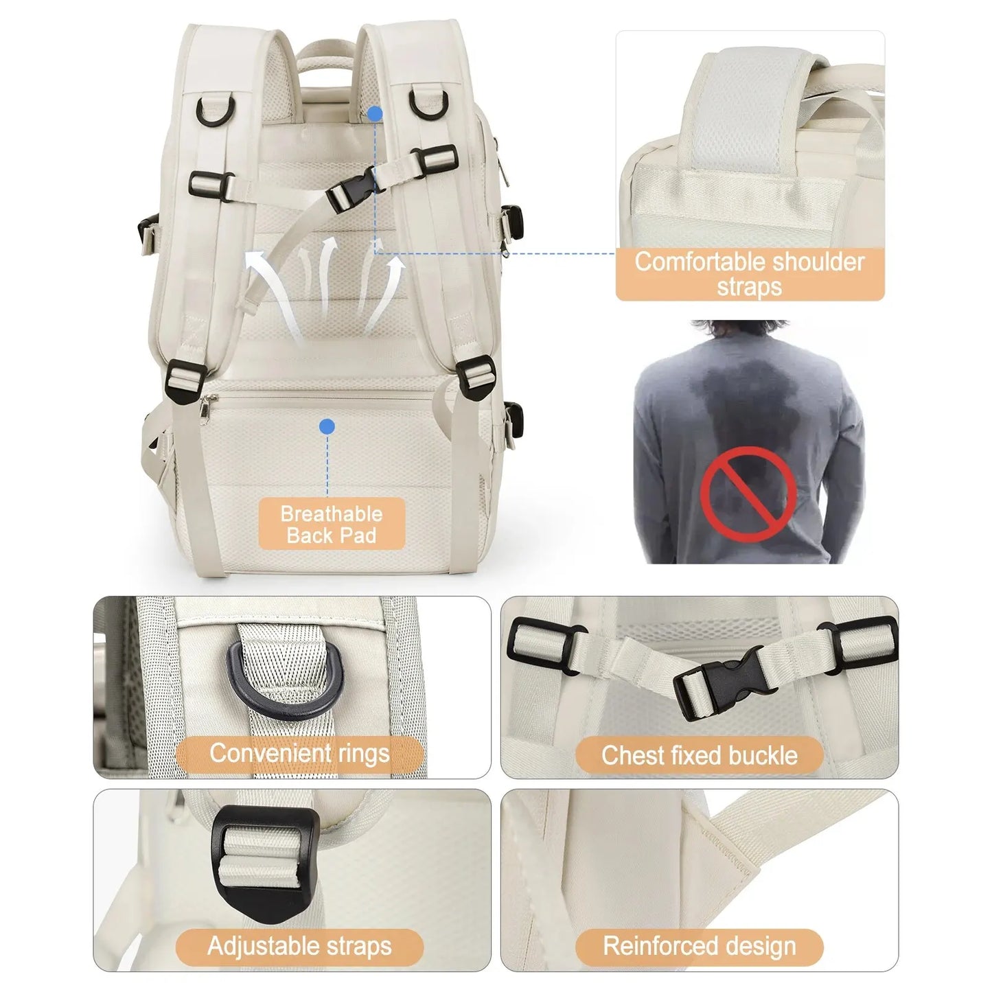 Expandable Women's Travel Backpack | Waterproof Hiking Laptop Bag