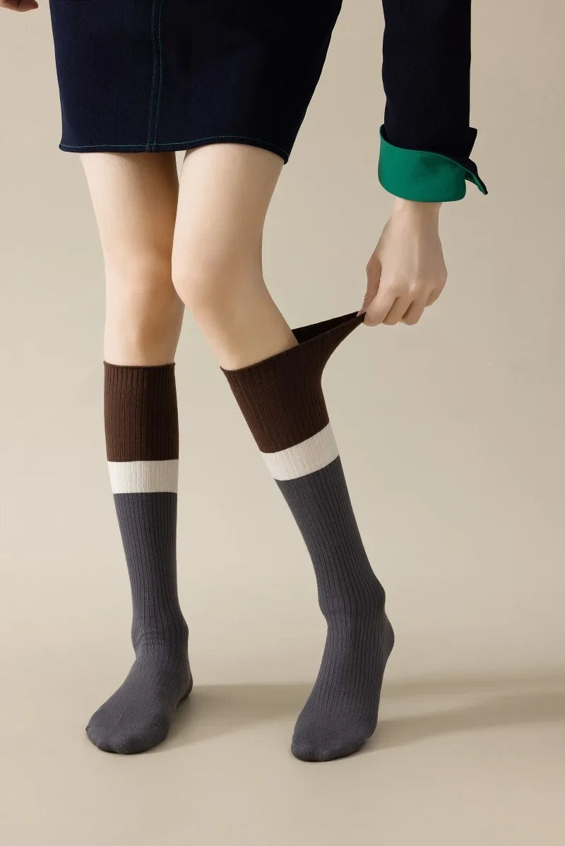 Women's Cotton Color Matching Knee Socks | Fashion-Forward Style