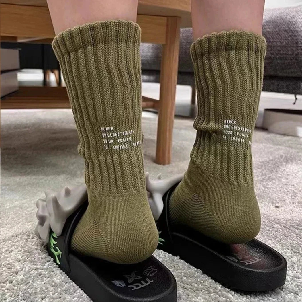 Men's Vintage Letter Medium Tube Socks | Thick Sports Comfort
