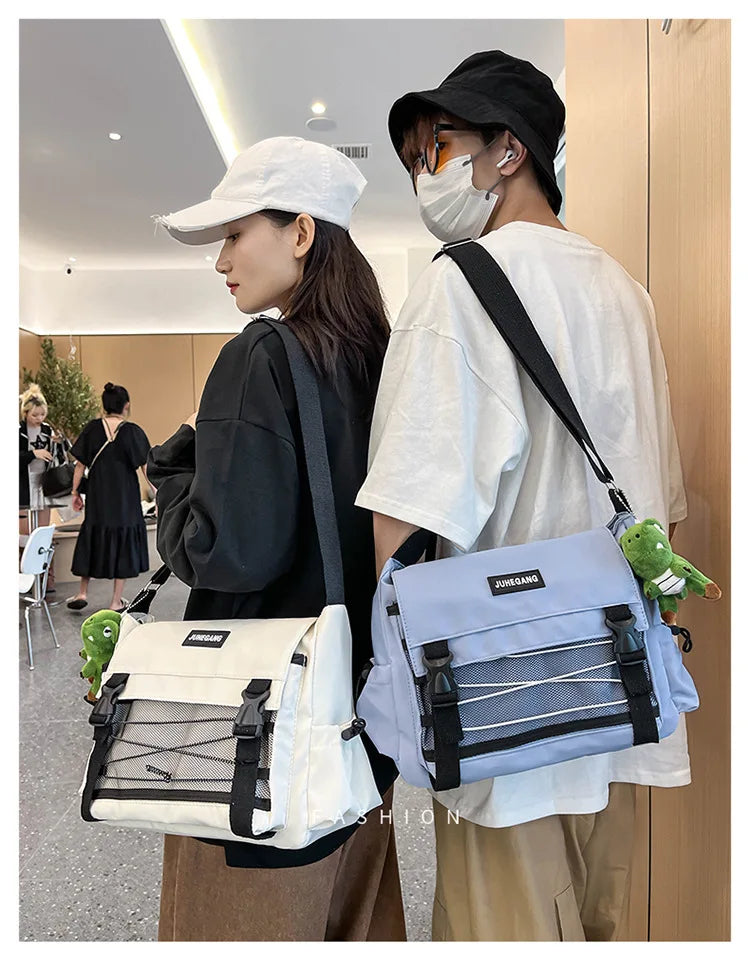 Bolso cruzado de nailon elegante para adolescentes | Bandolera multibolsillos