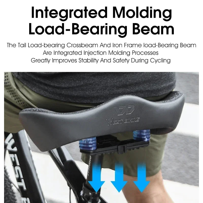 Ultra Wide Ergonomic MTB Saddle | Comfortable Shock-Absorbing Seat