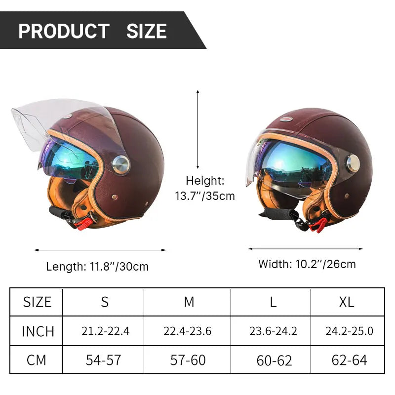 3/4 Open Face Motorcycle Helmet with Dual Sun Visor for All Riders