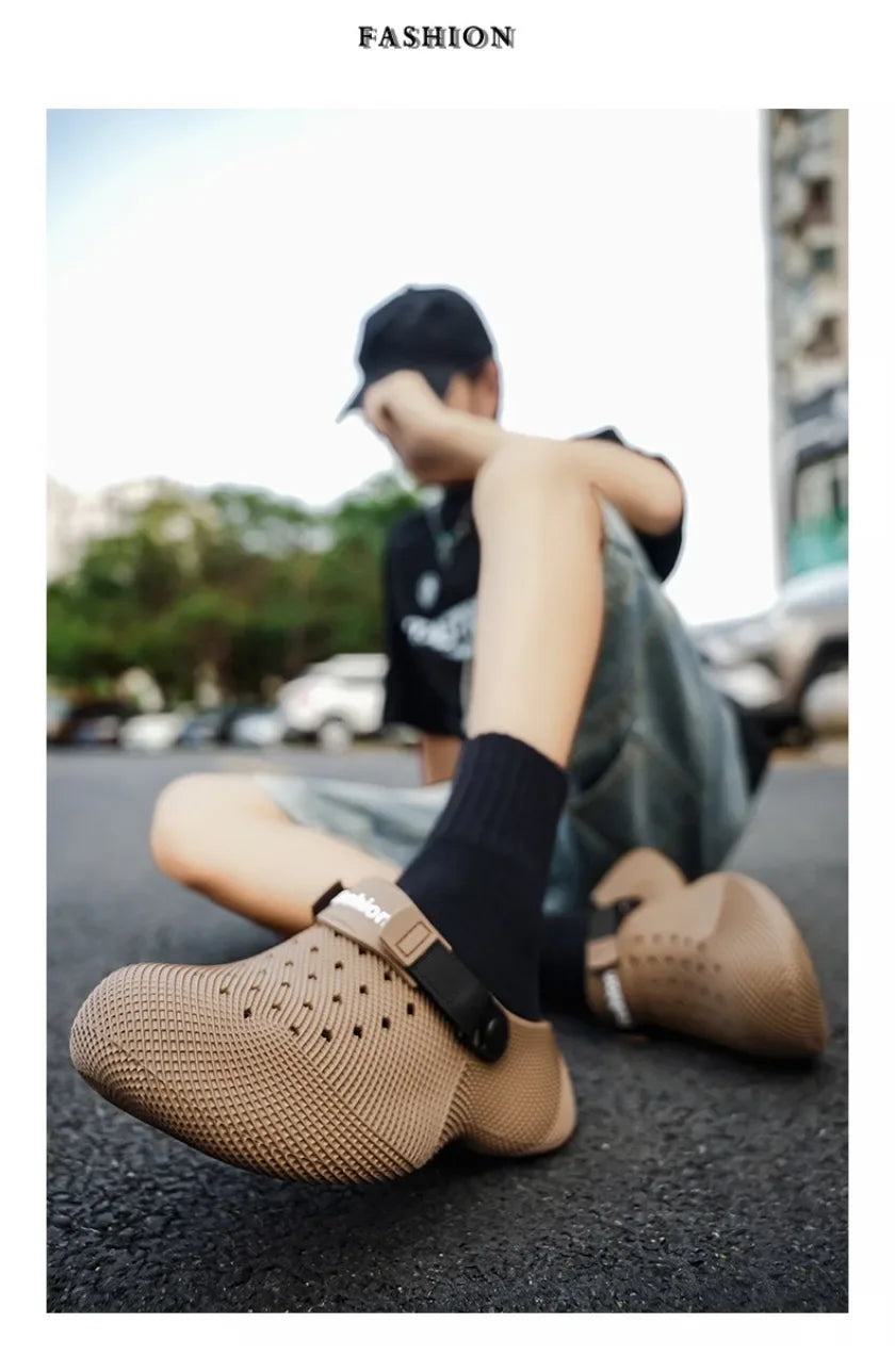 Summer non slip 3D patterned sandals with EVA thick sole for men's and women's beach shoes with a poop like feel