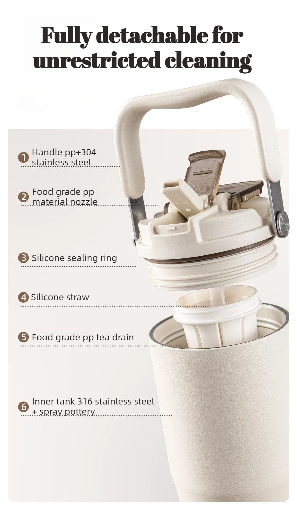 800ML Insulated Travel Tumbler with Straw & Tea Infuser | Leakproof Design