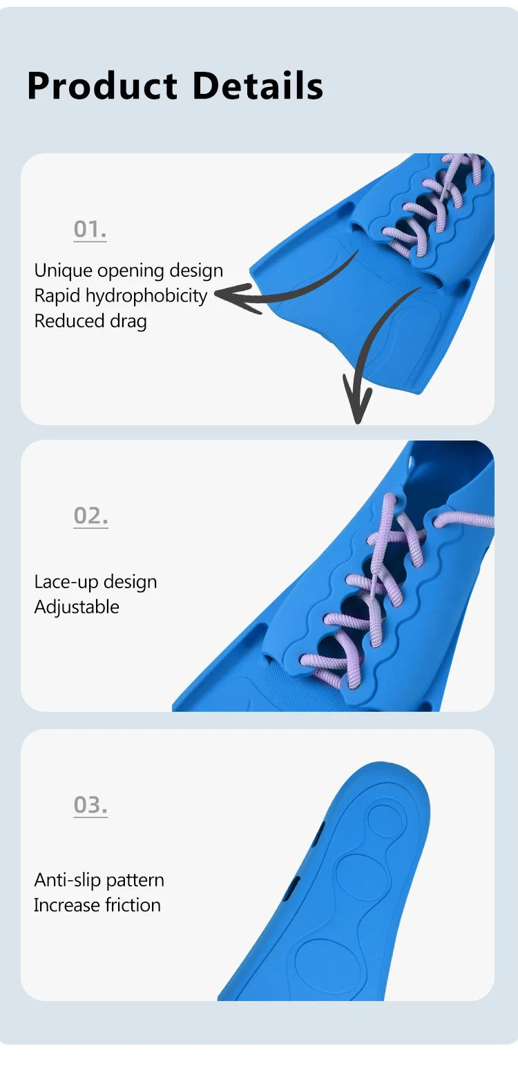 Adjustable Short Snorkeling Fins | Anti-Slip Swimming Equipment