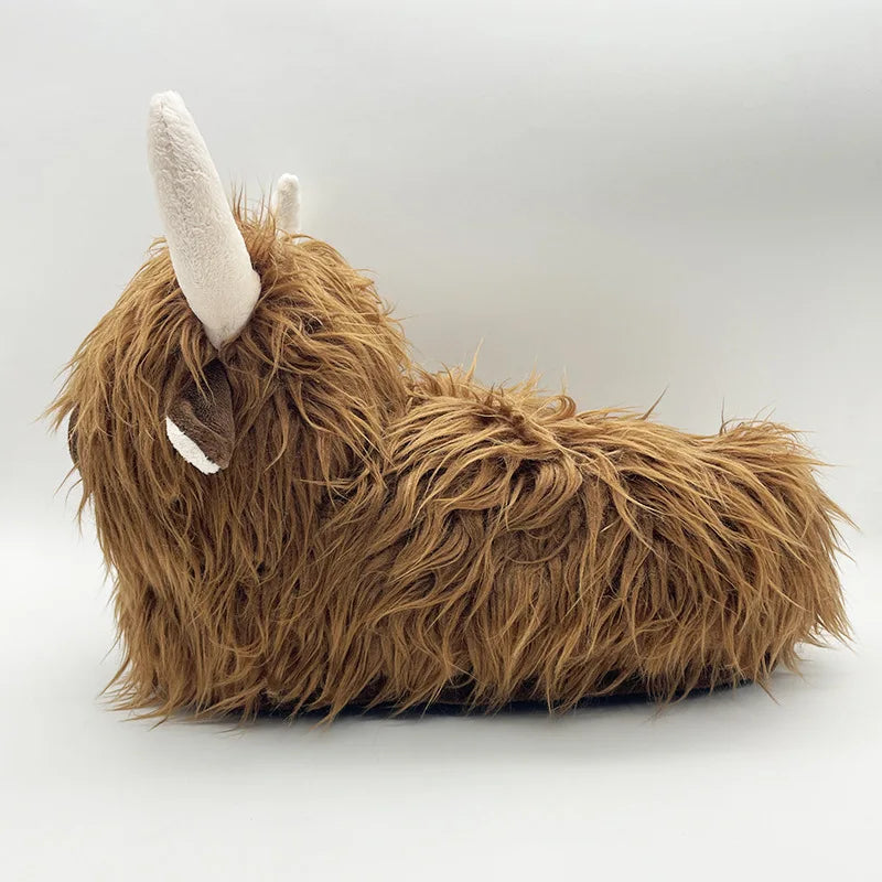 Highland Cattle Plush Slippers | Cozy Kawaii Animal Slides