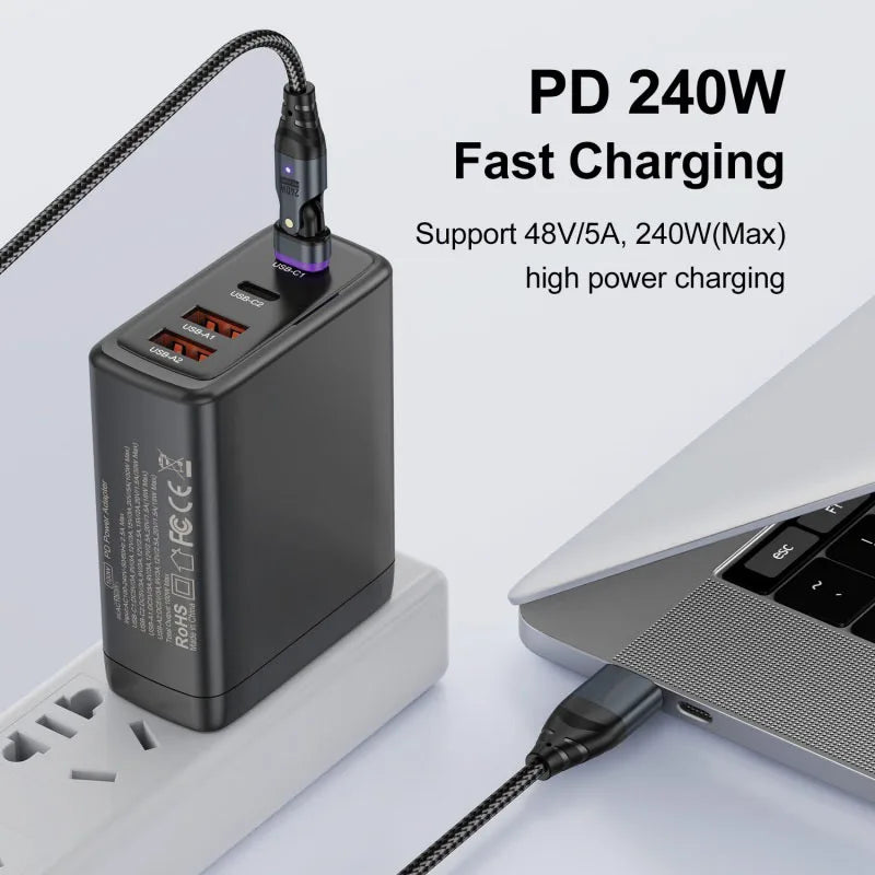 240W Magnetic USB Type C Cable | Fast Charging & Data Transfer