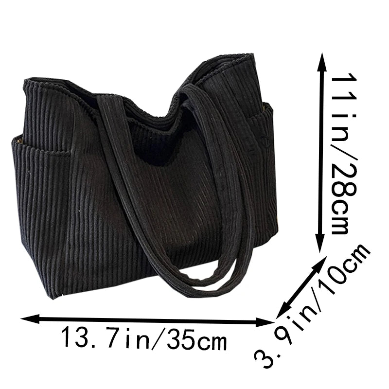 Trendy Multi-color Corduroy Tote Bag | Stylish Lightweight Bag