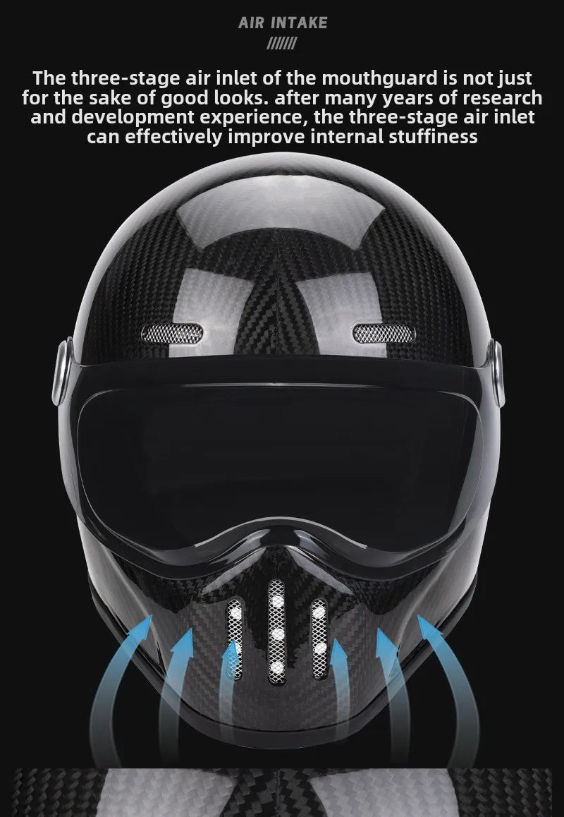 Retro Fiberglass Full Face Motorcycle Helmet | Vintage Style Safety Gear