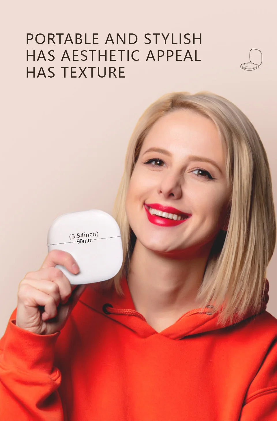 Portable Compact LED Makeup Mirror with 5x/10x Magnification