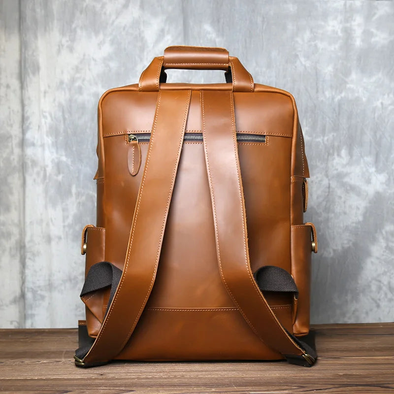 Men's Retro Genuine Leather Backpack | Spacious Multi Pocket Design