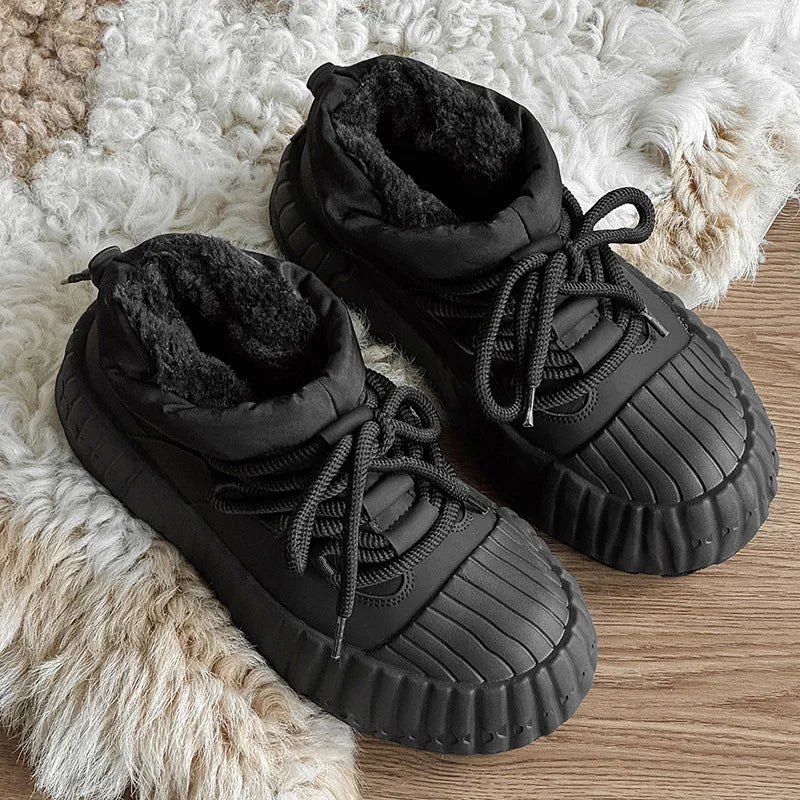 Men's Warm Split Leather Snow Boots | Cozy Winter Ankle Shoes