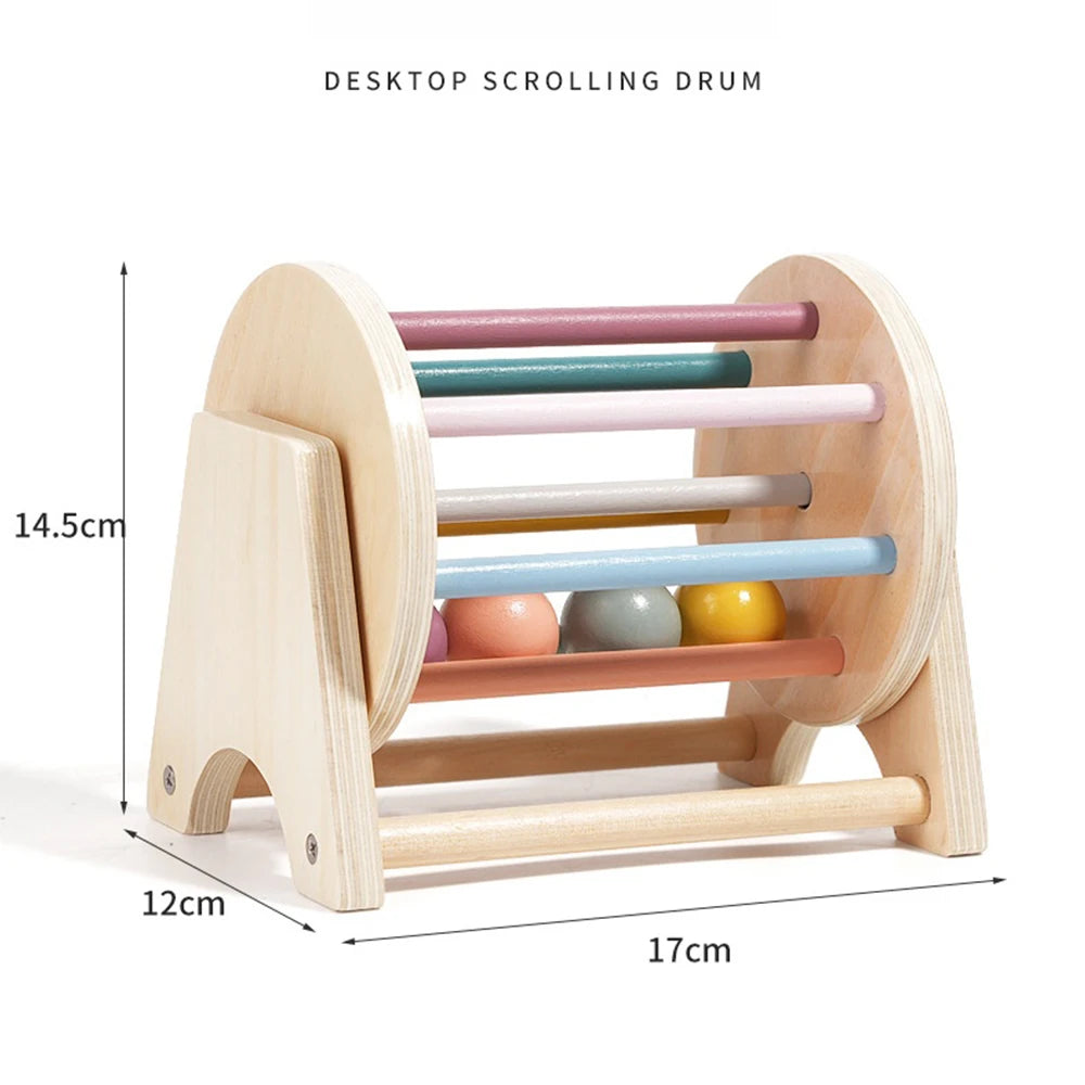 Montessori Wooden Rolling Ball Drum | Engaging Baby Learning Toy