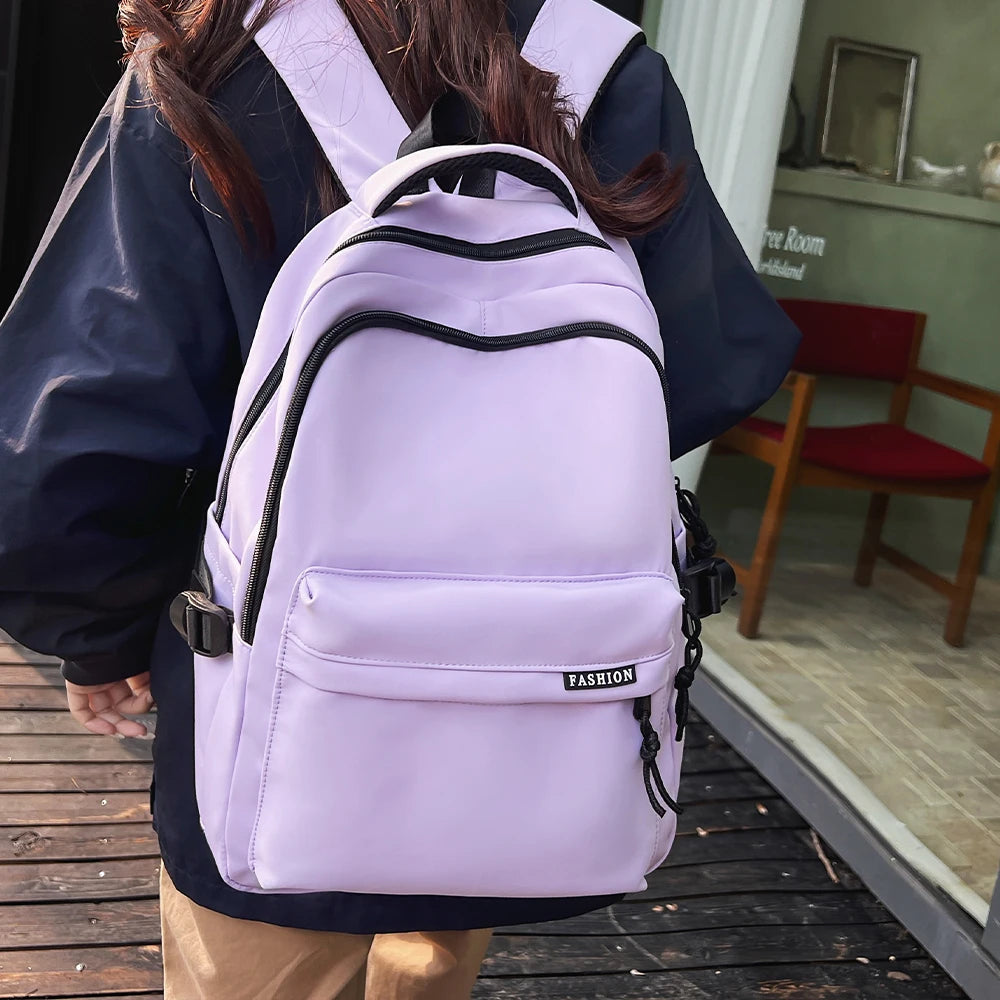 Large Capacity Solid Color Backpack for Students | Travel Ready