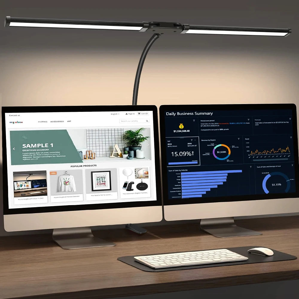 Dimmable Double Head LED Clip Desk Lamp | Brighten Your Workspace