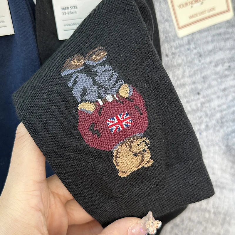 Men's Cartoon Bear Socks | Fun & Breathable Skateboard Socks