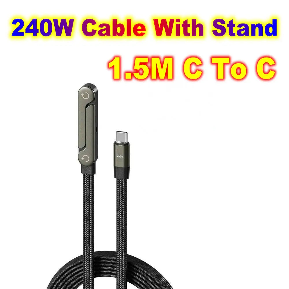 USB Type C Flat Charger Cable with Kickstand | 240W Charging