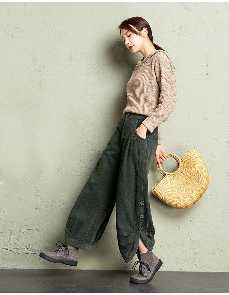 Women’s Warm Corduroy Harem Trousers | Casual Streetwear Pants 2026