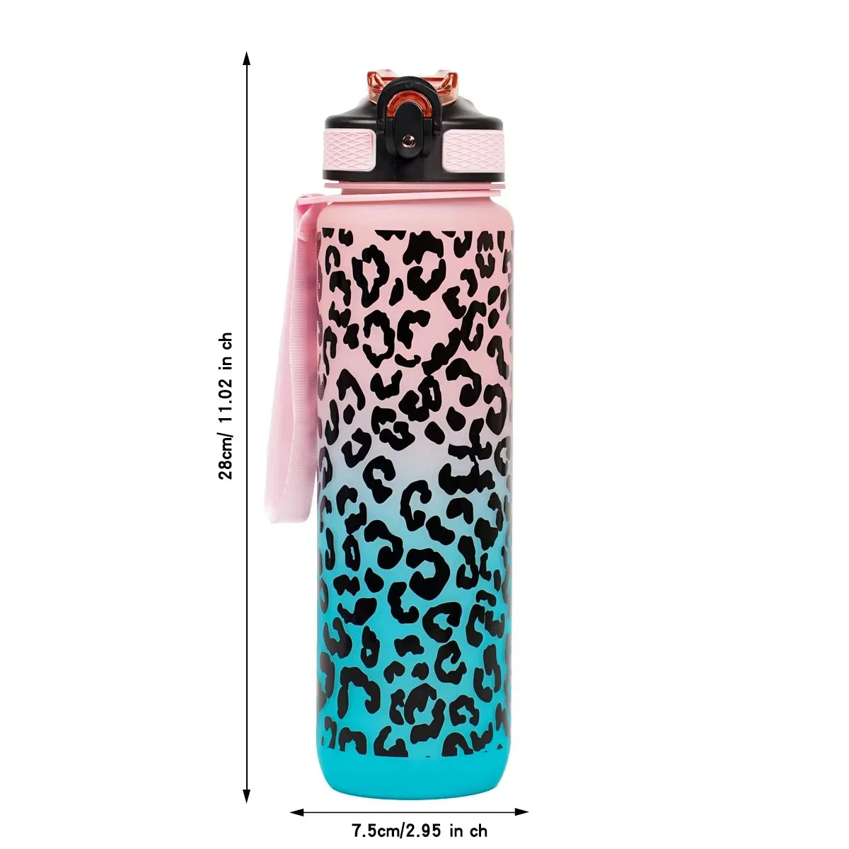 1 Liter Leopard Print Sports Water Bottle | Leak-Proof & Portable