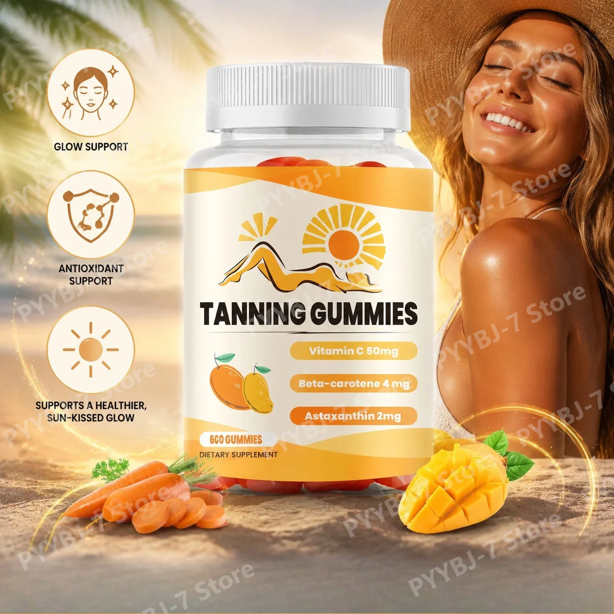 Tanning Gummies with Astaxanthin & Vitamin C for Healthy Skin
