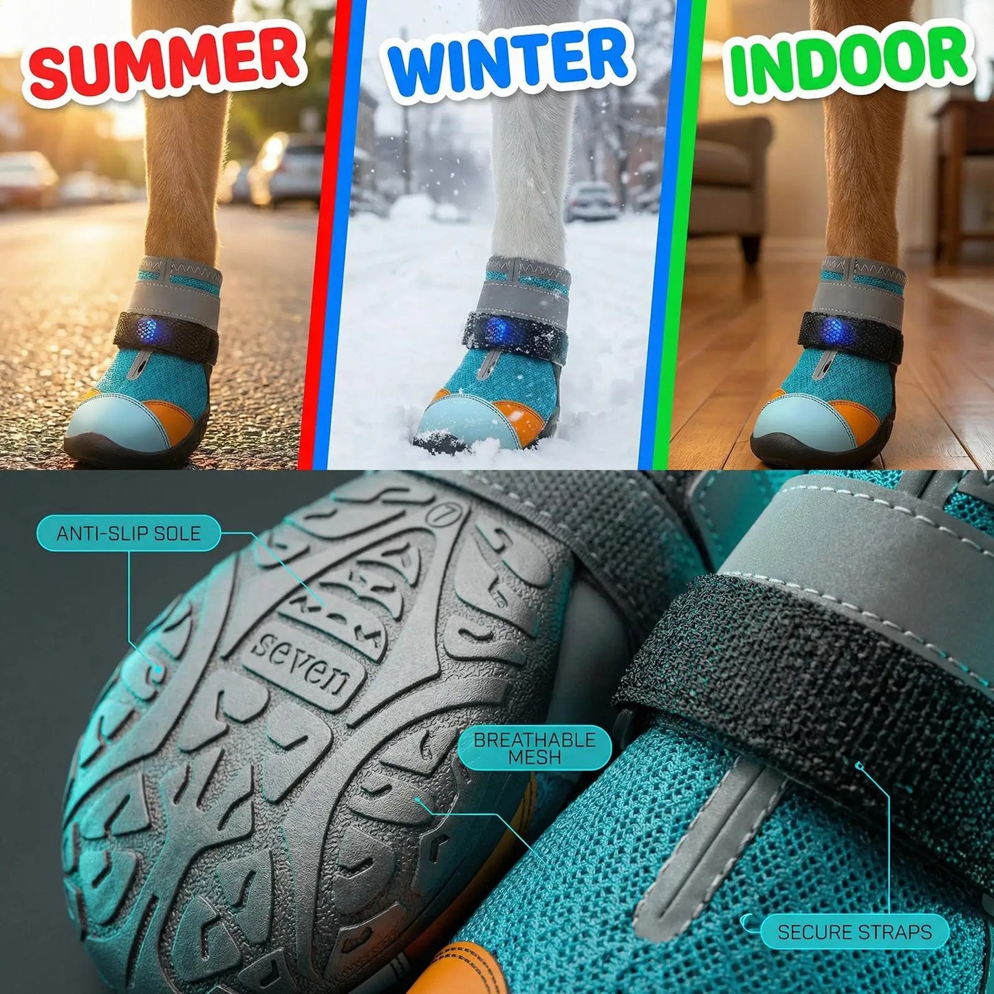 Light Up Dog Shoes | Breathable Glowing Pet Boots for Summer Fun