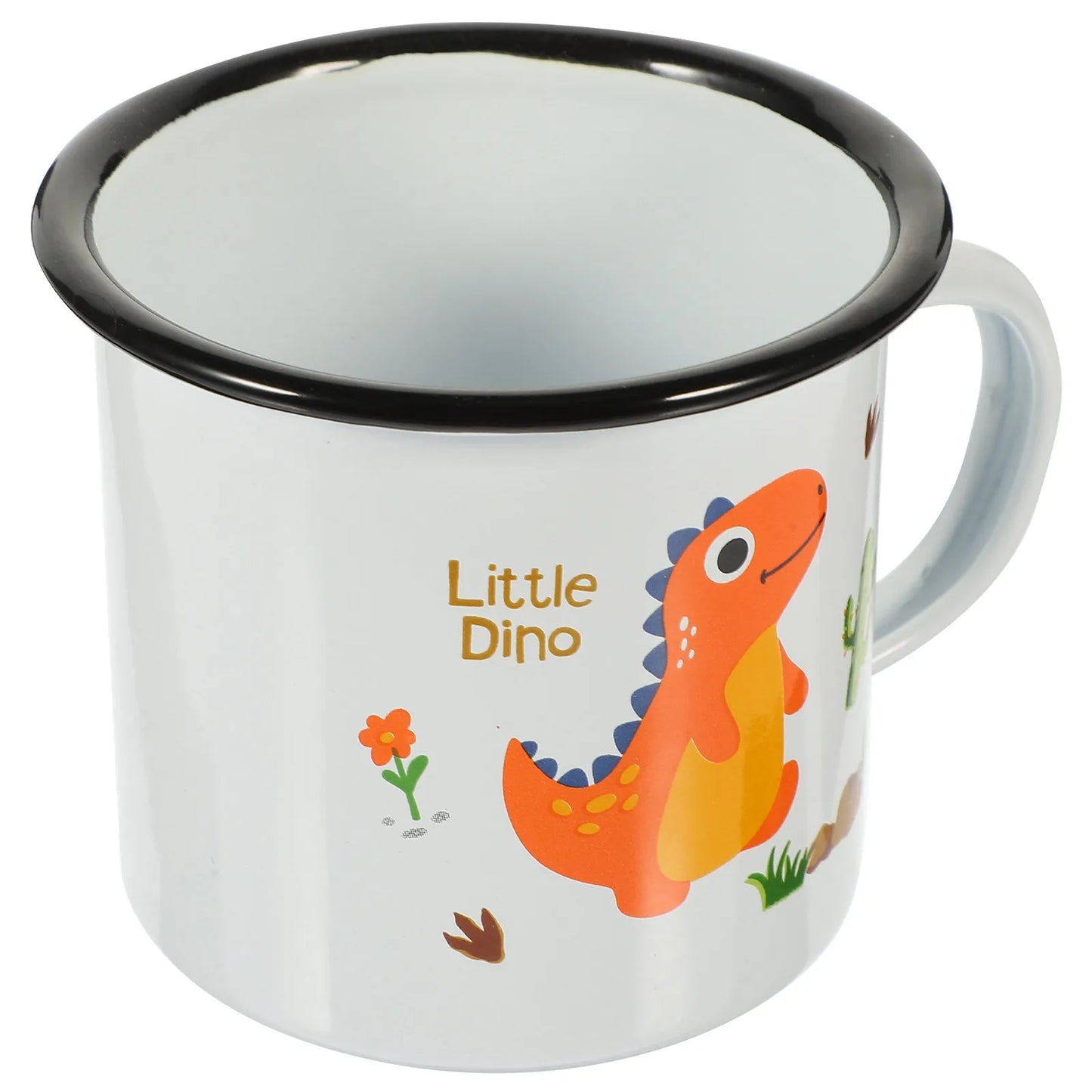 Dinosaur Cartoon Enamel Mug | Fun Heat-Resistant Camping Cup