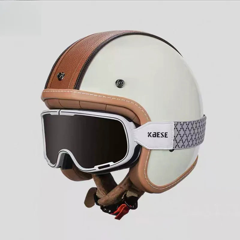 Retro Open Face 3/4 Motorcycle Helmet with Colorful Lens | DOT Certified