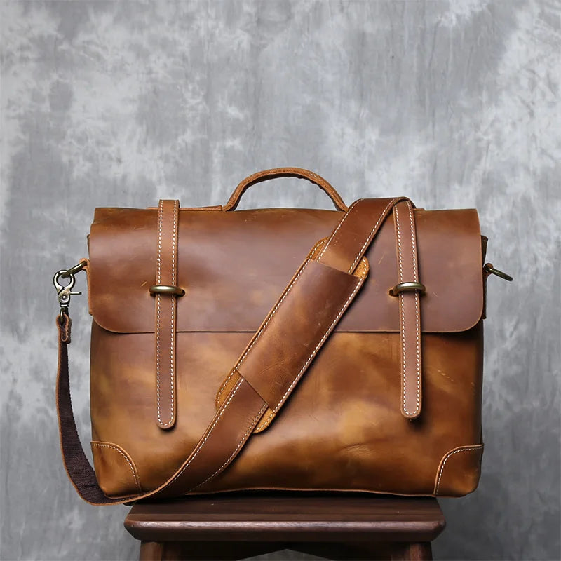Retro Leather Commuter Handbag | Stylish & Versatile Bag for Men