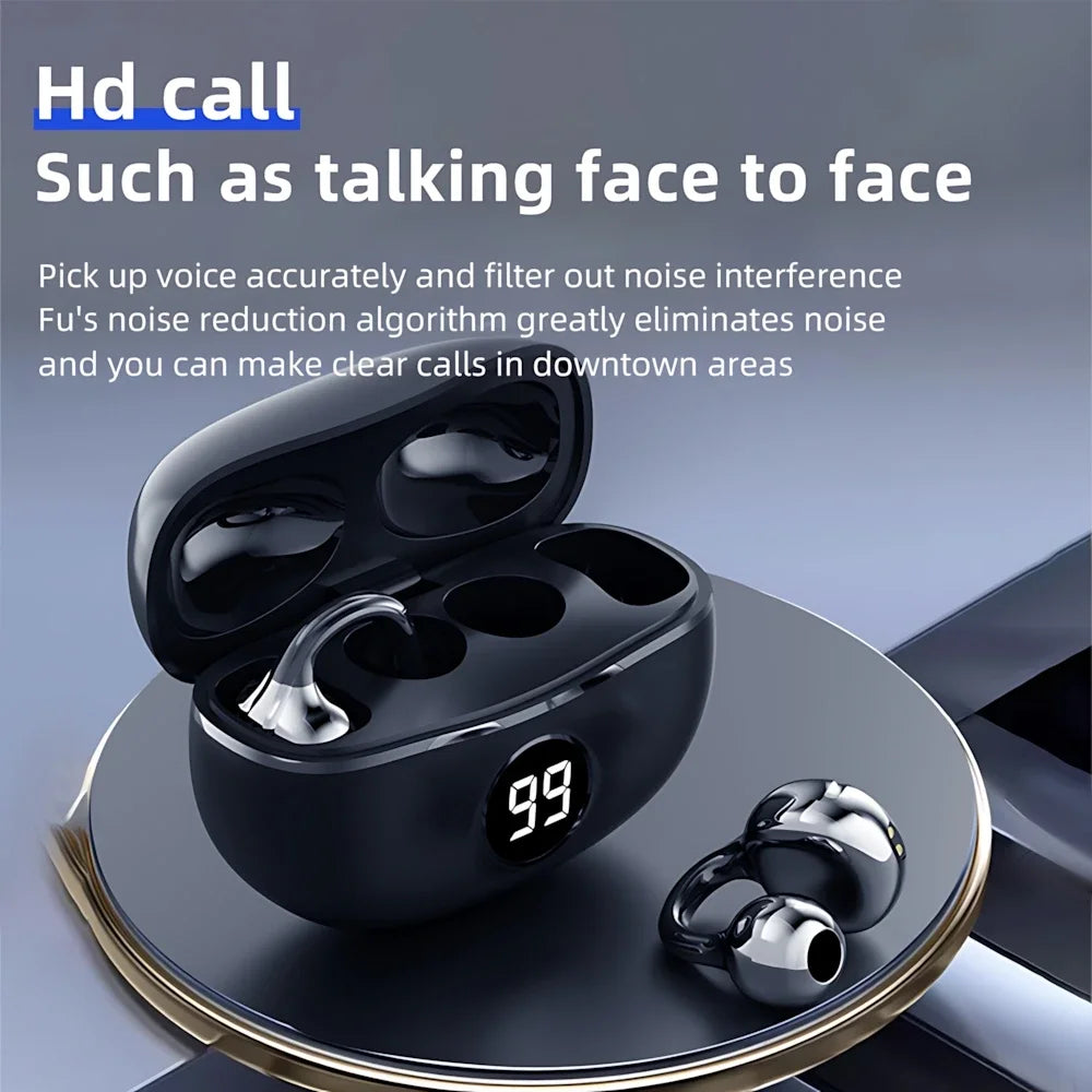 Bluetooth 5.3 Wireless Ear Clip Earphones | Noise Reduction Sports Earbuds