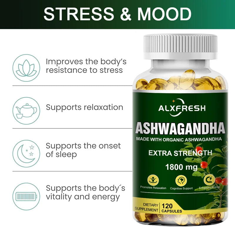 Pure Organic Ashwagandha Extract Capsules | Maximum Strength 1800mg