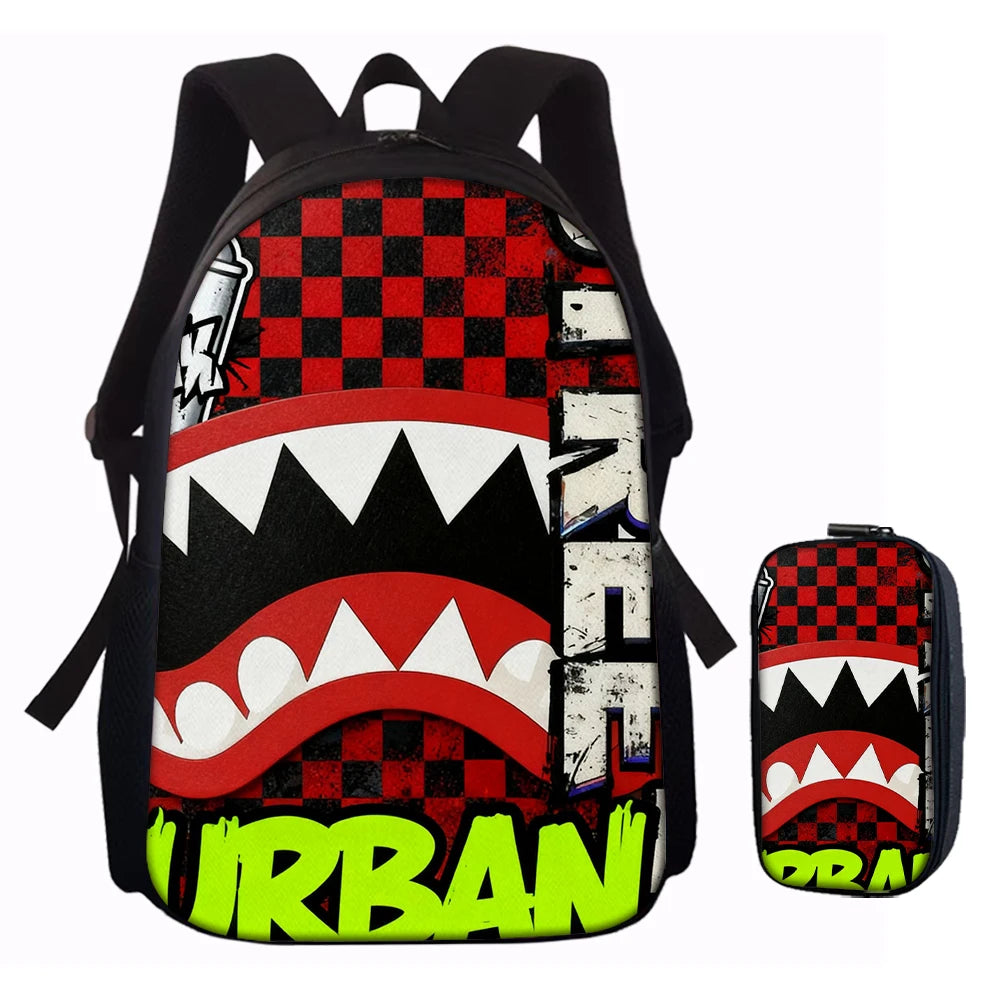 Trendy Shark Graphic Backpack Set | Perfect for School Adventures