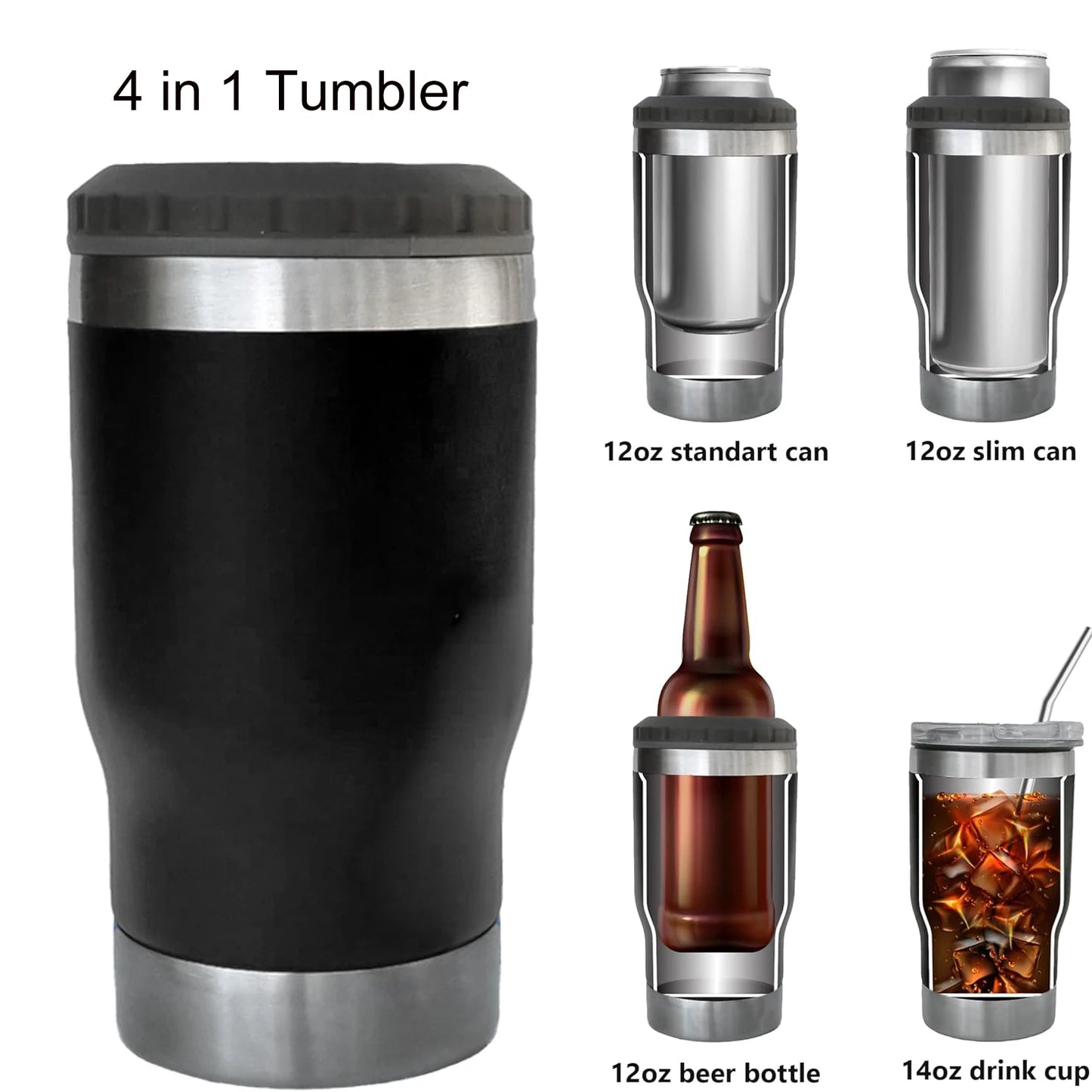 4 in 1 Travel Mug & Can Cooler | Insulated Summer Beverage Holder