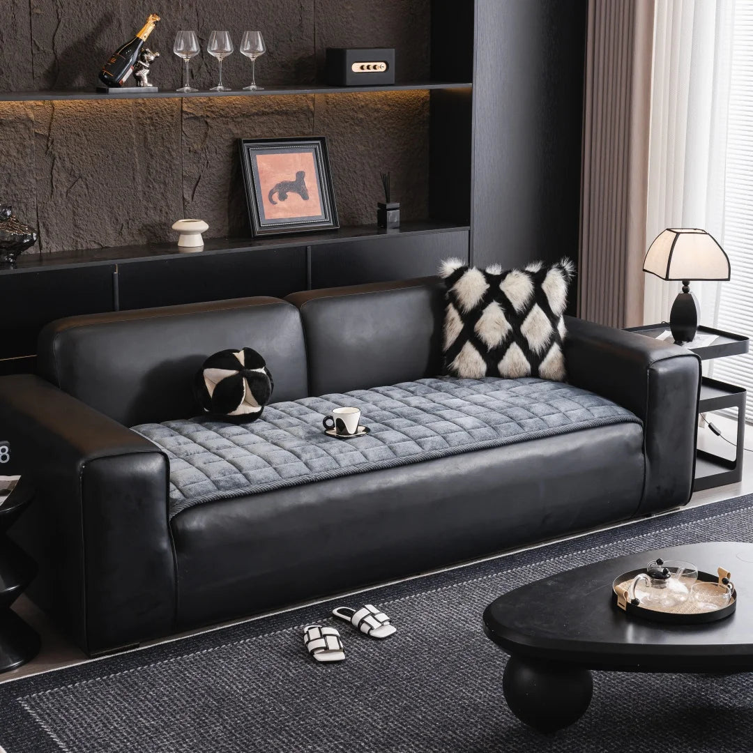 Thicken Squares Quilting Solid Sofa Cover | Elegant Home Decor