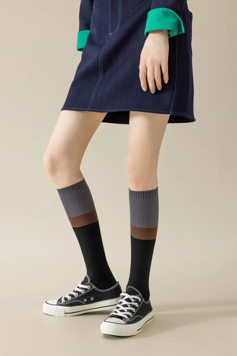 Women's Cotton Color Matching Knee Socks | Fashion-Forward Style