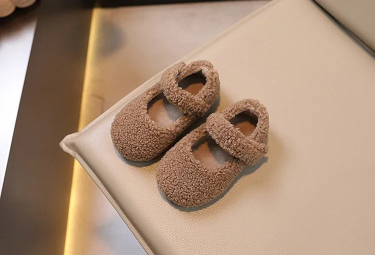 Cozy Velvet Mary Janes for Kids | Warm Plush Toe Winter Shoes