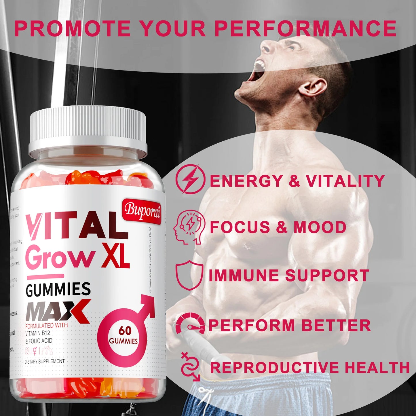 Male Performance Support Gummies | Boost Strength & Recovery