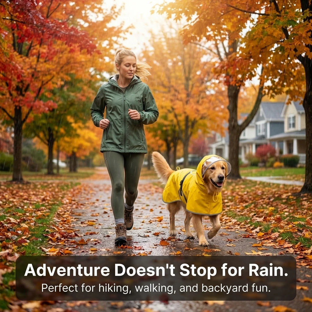 Dog Raincoat, Hooded Windproof and Waterproof Reflective Pet Raincoat, Suitable for Medium to Large Dogs, Waterproof Dog Clothin