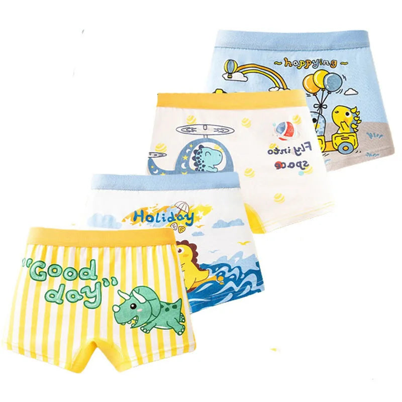 Boys' 4-Pack Cotton Boxer Briefs | Comfortable & Fun Designs