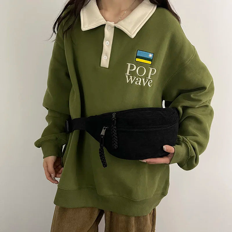 Casual Corduroy Belt Bags for Women | Stylish Fanny Pack
