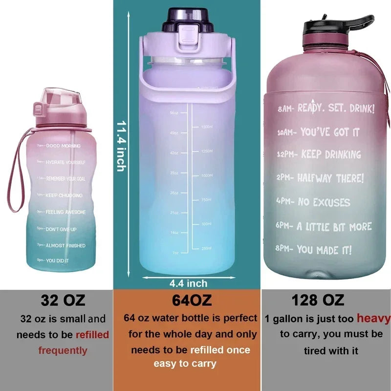 2 Liter Large Sports Water Bottle | Leak Proof & Portable