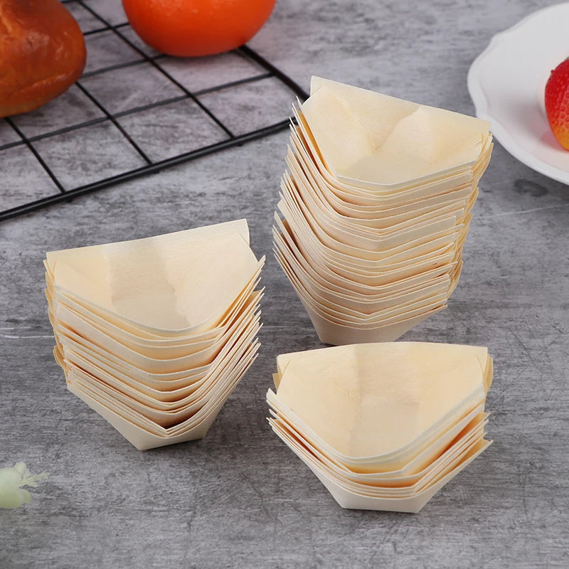 50 Platos Desechables de Madera para Sushi | Elegante Experiencia Culinaria