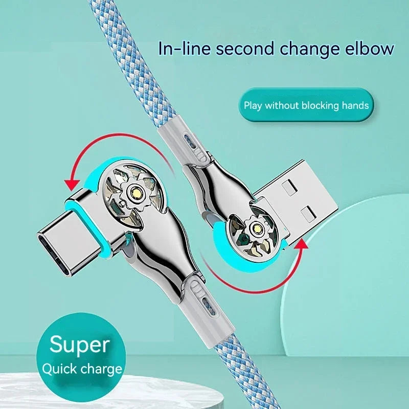 Fast Charge USB A to C Cable | 180 Degree Rotatable Durable Cord