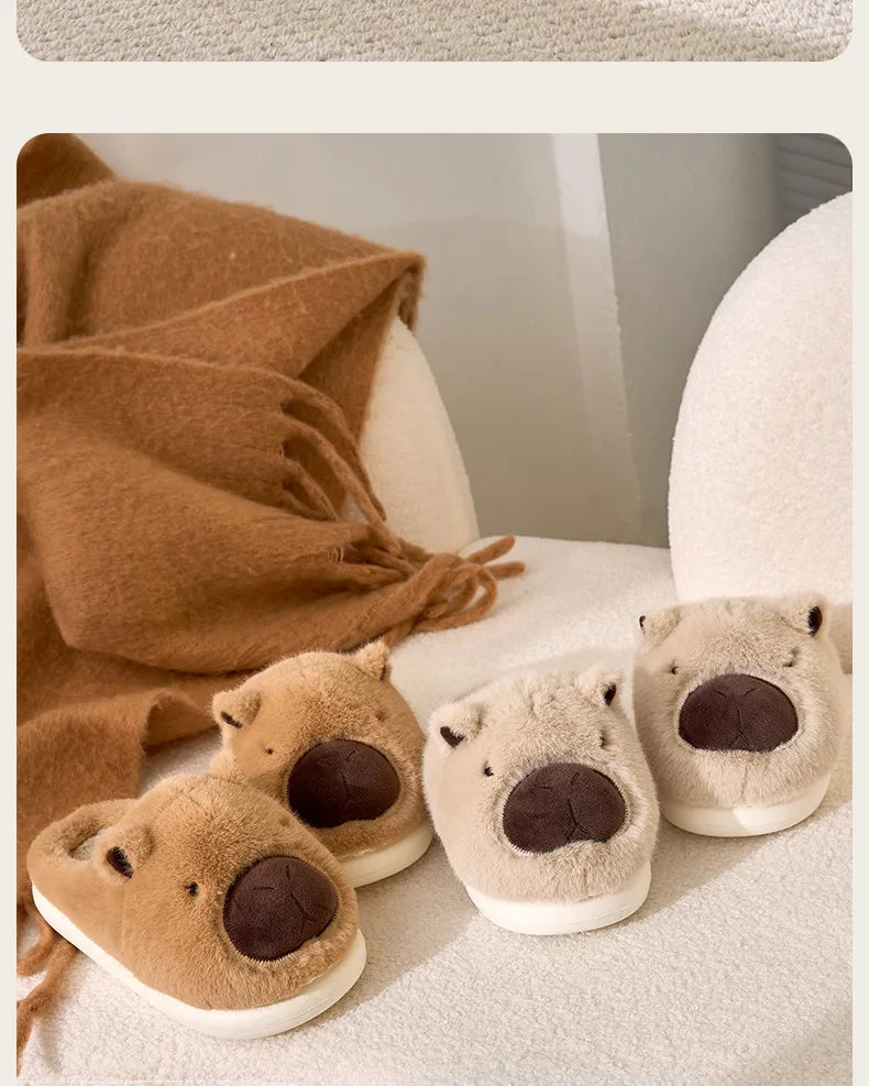 Fluffy Thermal Capybara Slippers | Cozy Non-Slip Indoor Footwear